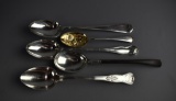 Lot of Five Silver Plate Serving Spoons, Various Makers