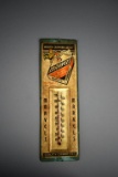 Vintage Advertising Metal Sign/Thermometer “Marvels Cigarettes Worth Crowing About”