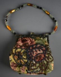 Vintage Beaded Tapestry Frame Handbag w/ Beaded Strap