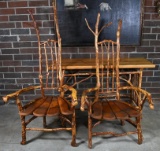 Pair of Rhododendron Stick Furniture Chairs by Ken Wheeler, Saluda, NC