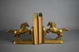 Handsome Pair of Vintage Bronze/Brass Rearing Horse Bookends