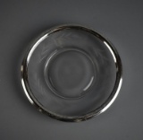 Etched Glass Plate w/ Simpson, Hall, Miller, & Co. Sterling Silver Rim