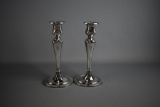 Pair of Gorham 9” Sterling Silver Weighted Candlesticks, Monogrammed (Lots 59 & 61 match.)