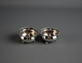 Pair of Small Sterling Silver Footed Salt Cellars by Waltrous Mfg Co.