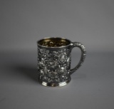 Black, Starr, & Frost 1884 Repousse Sterling Silver Child's Mug, Inscribed, 220 Grams