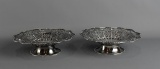 Pair of Beautiful Sterling Silver Open Work Basket Compotes, 448 Grams