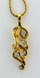 Diamond (1/3 carat) and 14K Yellow Gold Pendant 21” Necklace