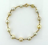 Graduated Cultured Pearl and 14K Yellow Gold 7.5” Bracelet