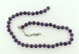 Vintage Amethyst Bead & Sterling Silver 18” Necklace, Individually Knotted