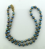Cultured Akoya Blue Pearl & 14K Yellow Gold Bead 21” Necklace
