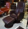 Dutalier “Avantglide D” Dark Brown Leather Scandinavian Swivel Glider with Ottoman