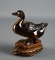 Handcarved  4 x 4.5” L Polished Tiger Eye Mineral Duck on Wooden Base