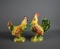 Hand Painted Ceramic Fowl Pair, Rooster & Hen