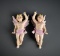 Pair of Matching Antique 8” Porcelain Angel or Cherub Figures, Crossed Arrows Mark