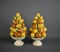 Pair of Lovely 12” Porcelain Fruit Topiaries, Made in Italy
