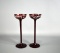 Pair of Ruby Cordial Glasses w/ Hound & Stag Etchings