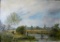 Landscape, River & Footbridge, Oil on Canvas, Marked “To Mother Nov 12, 1884” on Back