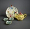 Lot of Oriental Tea Service Items: Teapot, Plate, Three Dishes