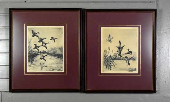 Pair of Wild Duck Photogravures by Richard E. Bishop & Roland Clark, Nicely Matted & Framed