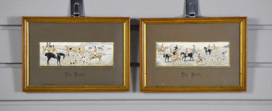 Pair of Stevengraphs Depicting Hunting Scenes, Nicely Matted & Framed