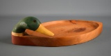 Handcrafted 15.5 x 8” W Mallard Duck Tray by French Broad River Decoy Co. Signed R. Livingston