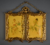 Antique Art Nouveau Ladies Tryptych Vanity Mirror