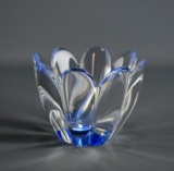 Orrefors Sweden Light Blue Art Glass Tulip Bowl
