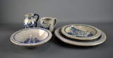 33 Pieces of Diebboll Salt Glazed Cobalt Blue Decorated Dinnerware & A Cream Pitcher