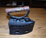 Antique Primitive Coal Iron w/ Red Handle