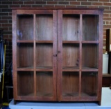 Antique South Carolina Heart Pine Book Shelf with Old Glass