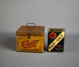 Two Antique Tobacco Tins: Cinco Handy Humidor & Half and Half Tobacco