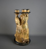 Little Mountain Pottery, Tryon, NC/ Claude Graves Three Light Candelabra