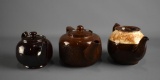 Lot of 3 Old Brown Ceramic Teapots: Sadler, Arthur Wood & Unmarked