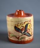 Welden Pennsylvania Redware Lidded Vase with Verse