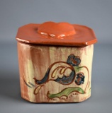 Welden Pennsylvania Redware Lidded Canister with Verse