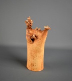 Quaint St. Francis Slab Made Pottery 8” Figurine