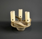 Studio Pottery Three Light Candle Holder, Marked LCE