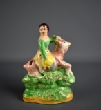 Vintage Staffordshire Figurine, Girl on A Goat