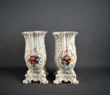 Pair of Matching Vintage Porcelain Vases on Stands