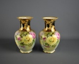 Pair of Matching Noritake Hand Painted 8” Porcelain Vases