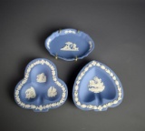 Lot of 3 Vintage Wedgwood Blue Jasperware Items