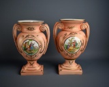 Pair of Matching Vintage Two Handle Vases