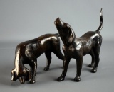 Pair of Handsome Bronze Hunting Hounds