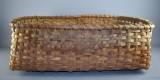 Large Old Woven Wooden Splint Laundry Basket