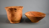Carved Wooden Urn & Bowl by M.M.E.