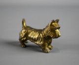 Small Gilded Metal Terrier Dog Paperweight