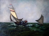 Continental School, 19th Cent., Sailors Under Dutch Flag, Oil on Canvas, Unsigned