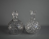 Lot of Two Hand Blown 8” H Decanters, Different Patterns
