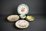 Lot of Seven Antique China Plates & Bowls: T&V France, R S Germany, Haviland & Co. & Others