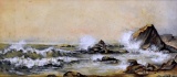 Seascape with Rocks, Mixed Media on Paper, Unsigned